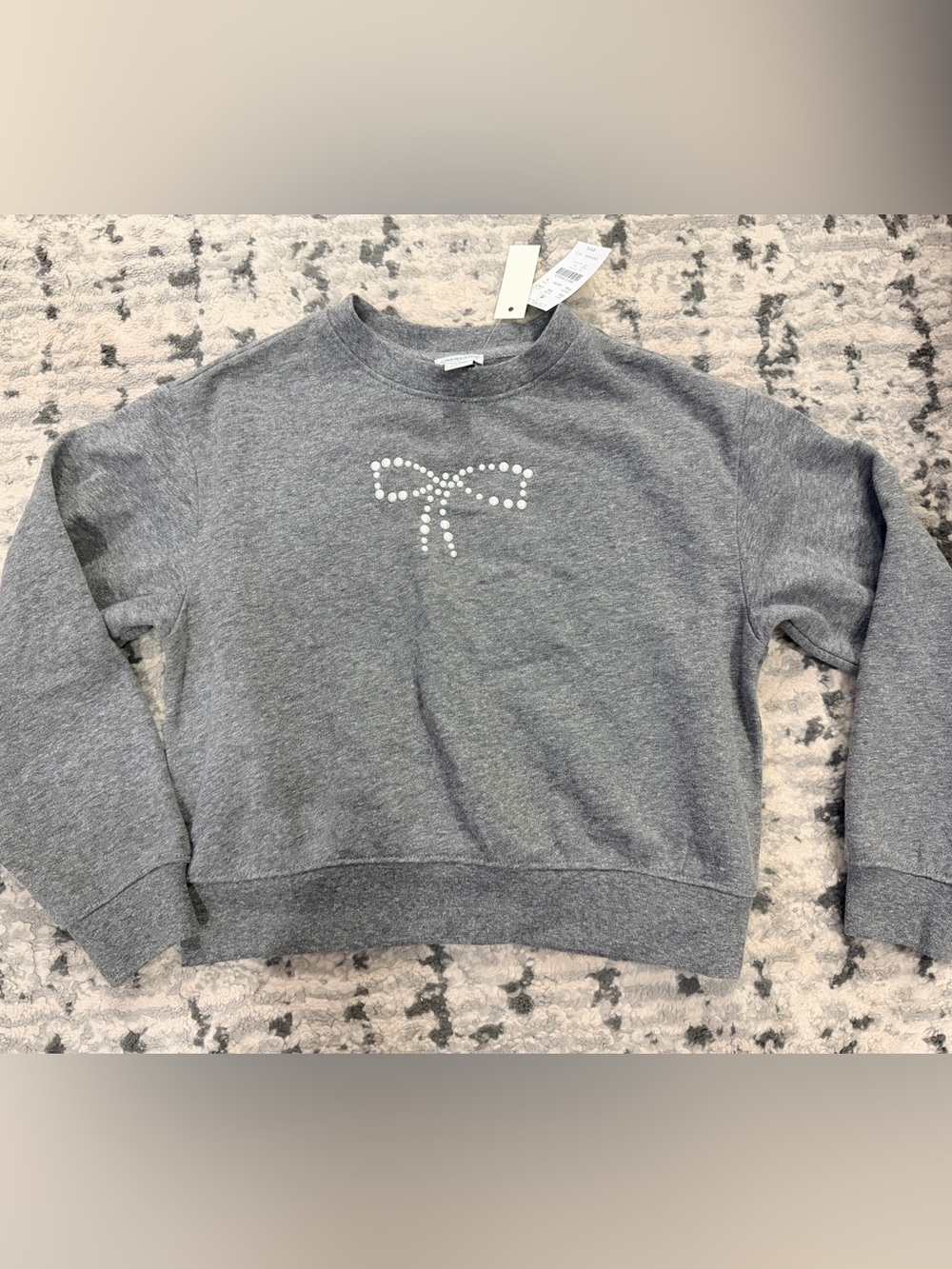 Crewcuts Gray Pearl Bow Sweatshirt